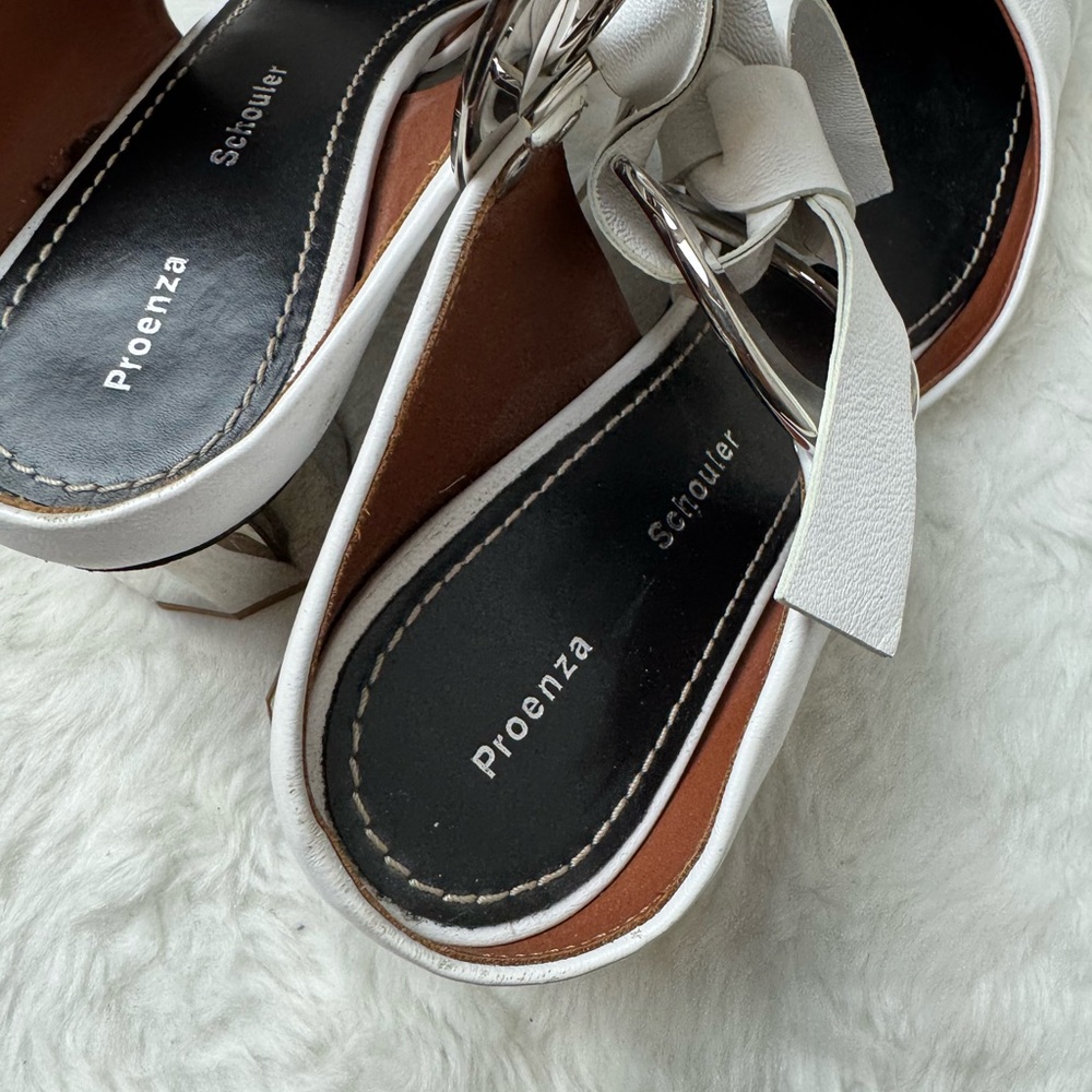 Proenza Schouler Front-tie Block-heel leather mules in white 37 - Picture 10 of 12